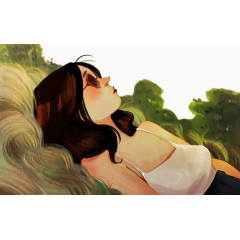 躺在草丛里的女孩