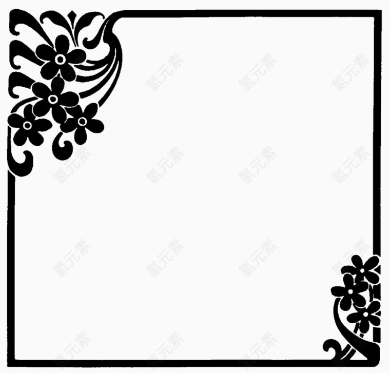 黑色唯美花卉边框