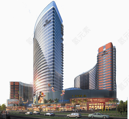 高楼市中心街道小车