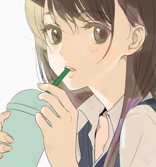 美女喝水免抠图