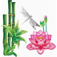 荷花竹子矢量