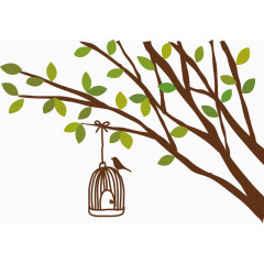 挂着笼子的树枝