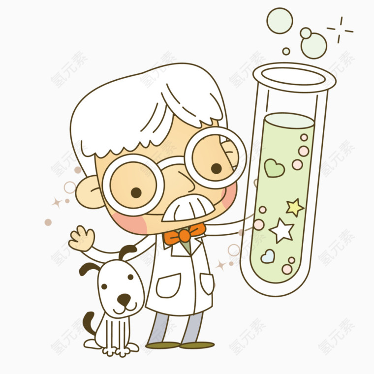 拿试管带狗得得化学家