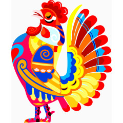 五彩矢量大公鸡