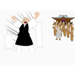 日本和尚与武士矢量图