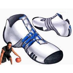 白色蓝色高帮篮球鞋