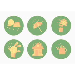 圆形绿色可爱下春雨图标