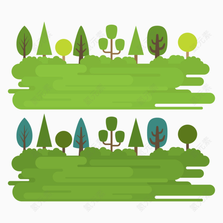 矢量图茂密树林元素