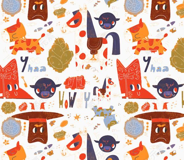 手绘多重动物背景