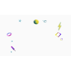 铅笔圆球闪电月球卡通造型