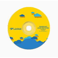 黄色纪念光盘贴纸设计免扣素材