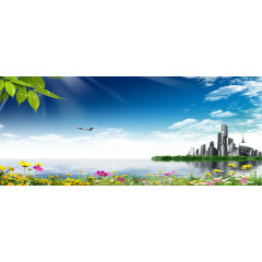 湖水城市建筑模版