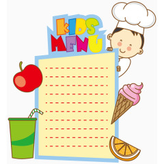 矢量卡通男厨师菜单边框素材