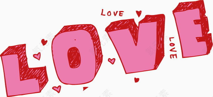 粉红色心形爱心简笔画