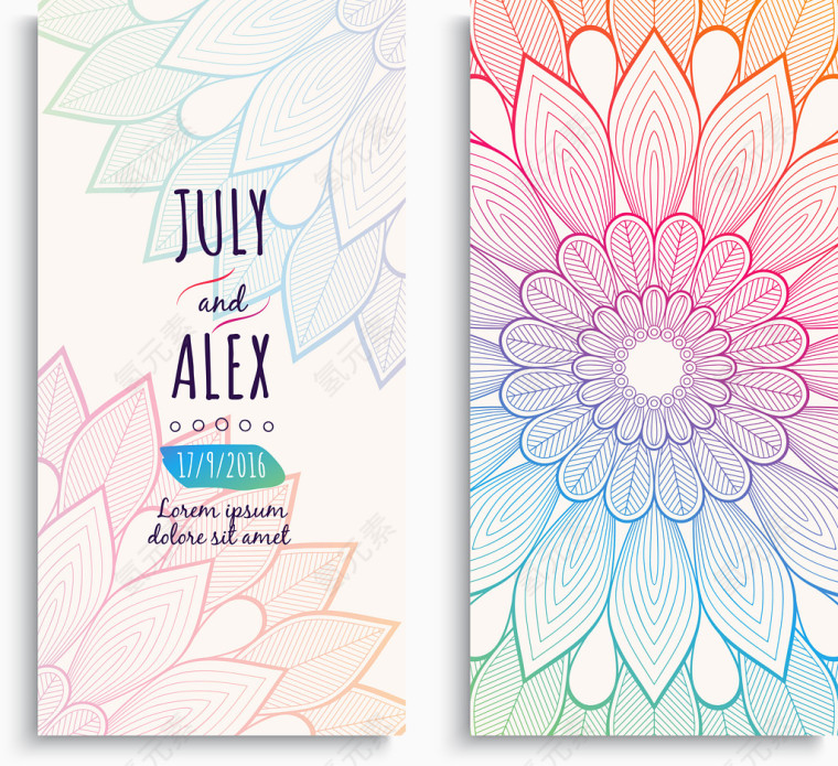 婚礼请柬矢量图