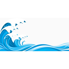矢量手绘蓝色海浪