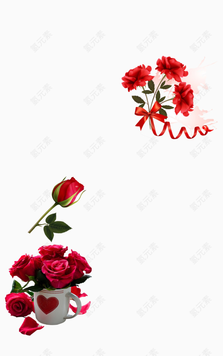 520情人节玫瑰花png元素