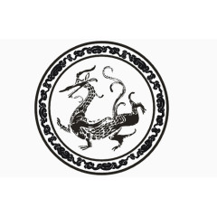 龙纹黑边框相框