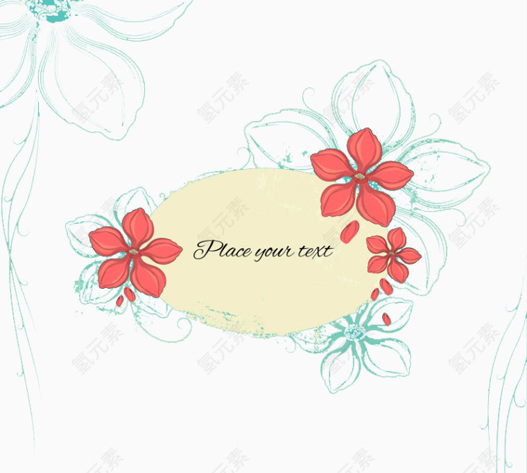 手绘花朵文本背景矢量素材