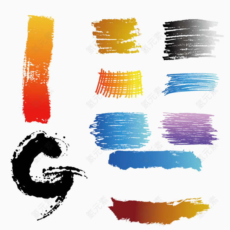 矢量水粉彩色笔刷