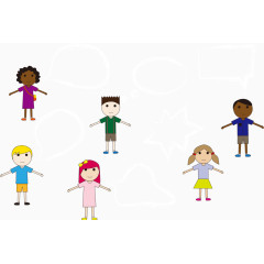 卡通儿童与对话框