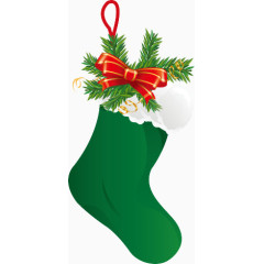 绿色圣诞节蝴蝶结袜子