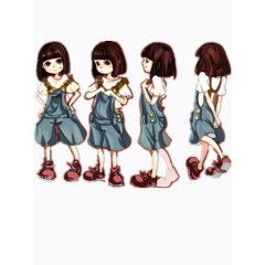 穿背带裤的元气少女