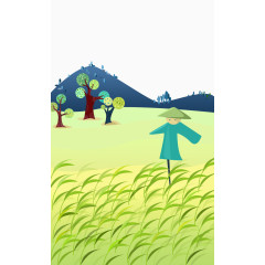 绿色田野的草人