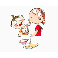 宝宝和妈妈一起吃饭