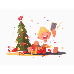 圣诞礼物开心素材