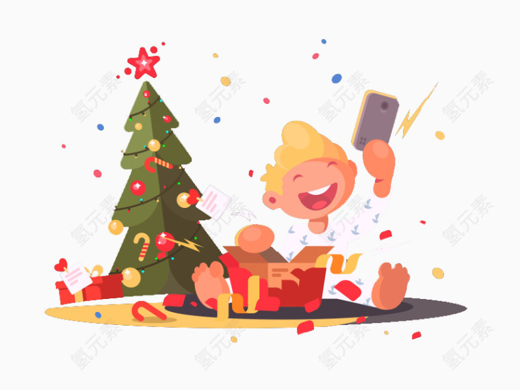 圣诞礼物开心素材