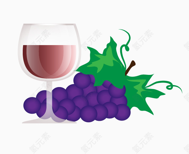 美食卡通红酒