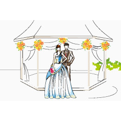 卡通手绘新人情侣插画矢量素材