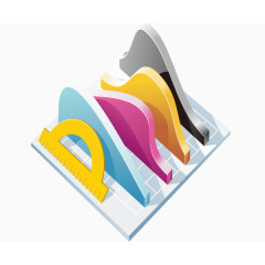 矢量卡通办公文具格尺