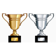 金色银色奖杯矢量图