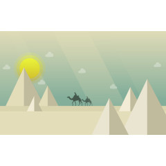 沙漠里的骆驼矢量图