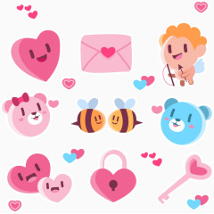 可爱卡通爱情贴纸