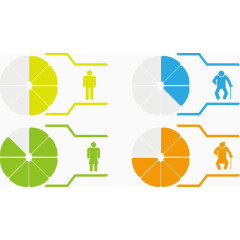 矢量PPT设计横向性别人口统计数据图标
