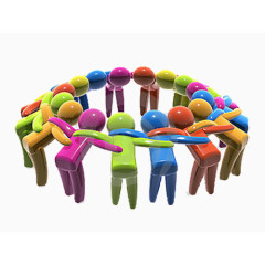 齐心协力的彩色小人