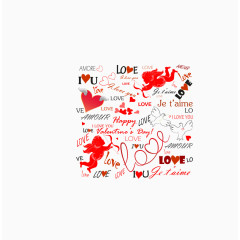 矢量红色简笔装饰爱心天使图案