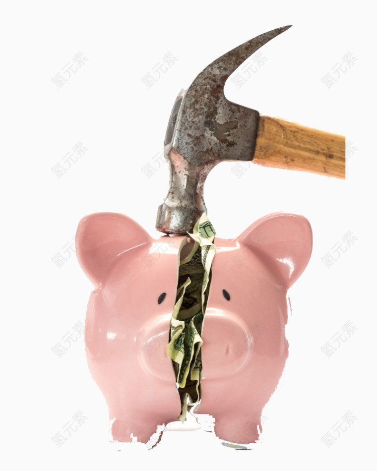 锤子敲碎存钱罐高清免扣素材