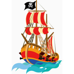 海浪上的矢量帆船