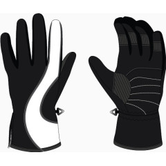 手绘黑色带白条纹保暖手套