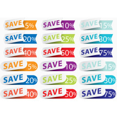 彩色几何商品促销标签矢量素材