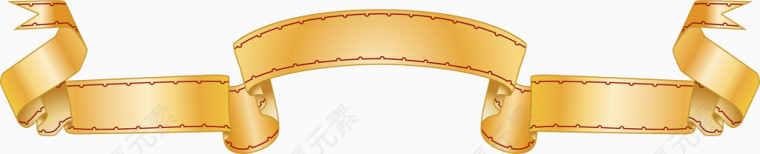 矢量手绘金色丝带