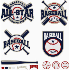 时尚棒球英文矢量图