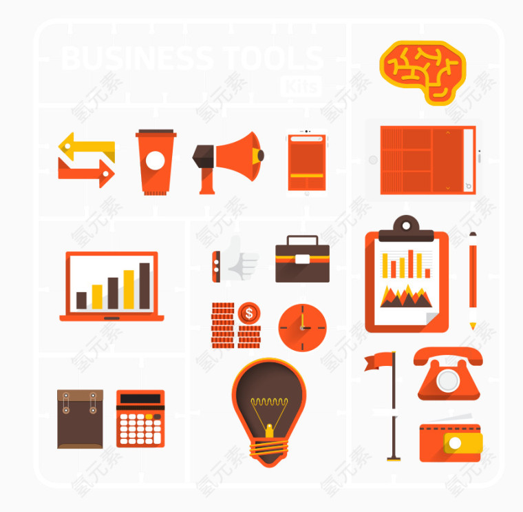 扁平办公用品素材矢量