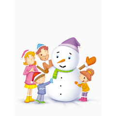 一家人一起堆雪人