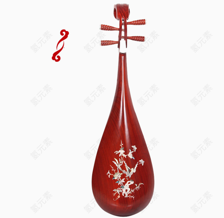 椿木贝雕琵琶背面