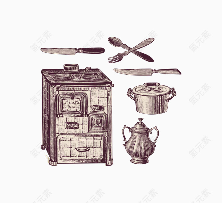 复古手绘茶杯茶具